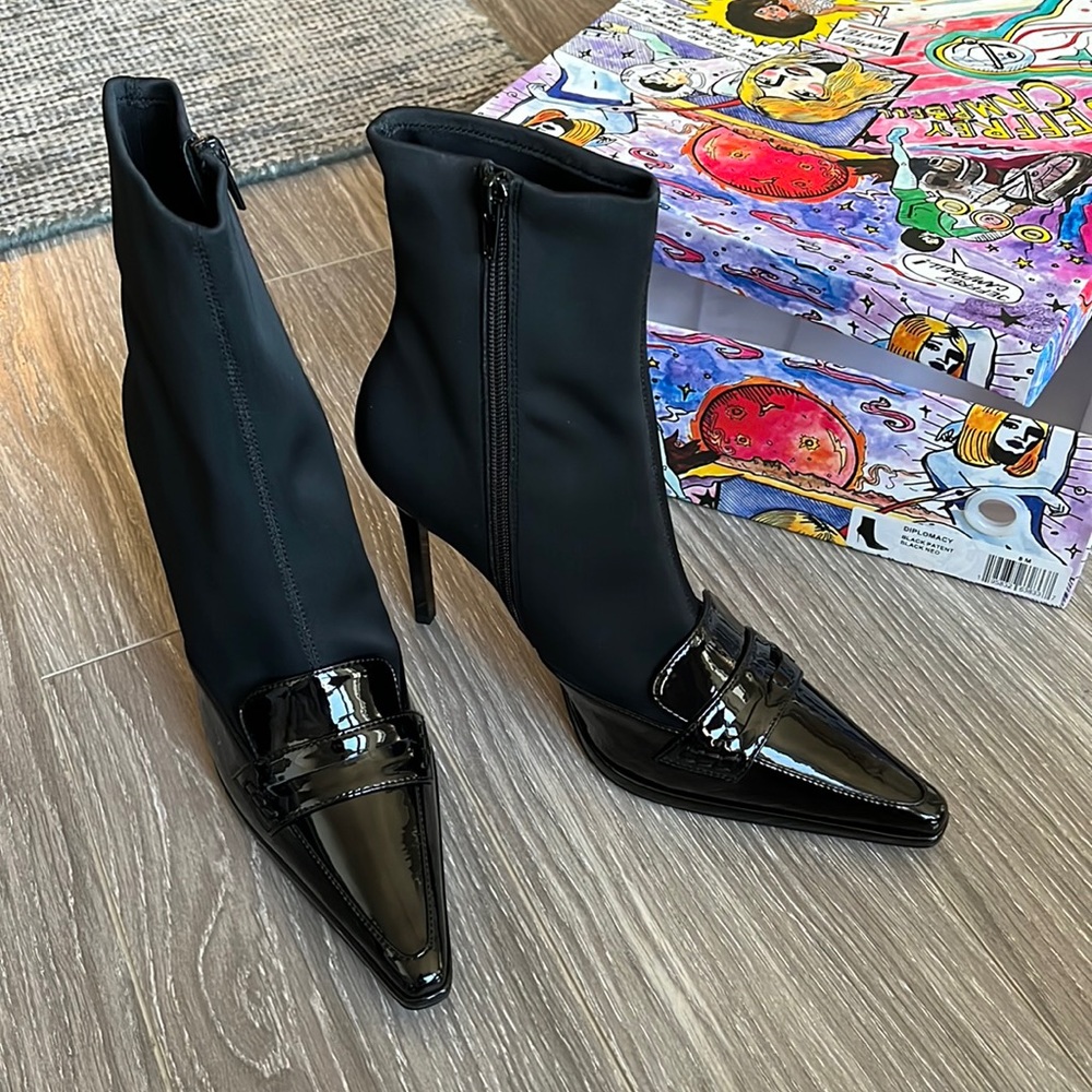 Jeffrey Campbell Diplomacy Black Ankle Boots Booties